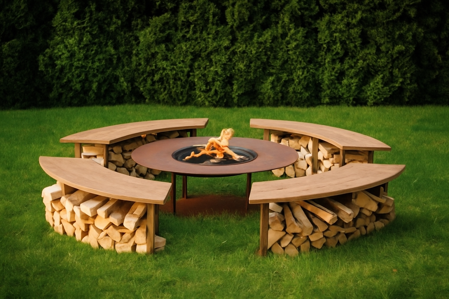 Grillplatz - Feuerstelle mit Holzbänken